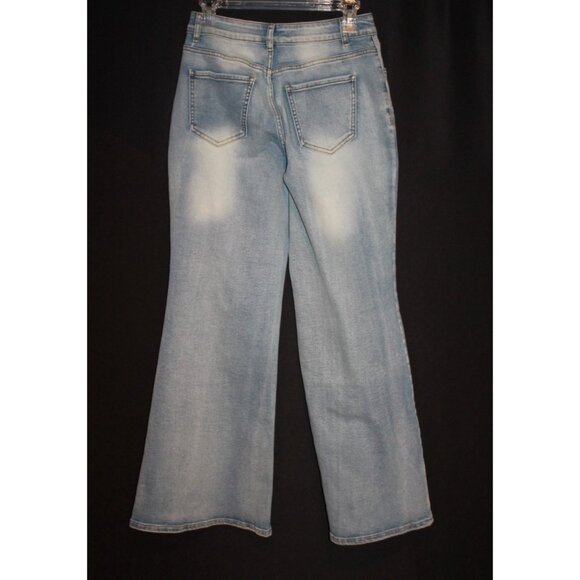 Anewsta Denim Jeans Womens Size M Stretch Wide Leg Sunflower 26x29 - Picture 2 of 2
